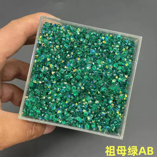 Pointed Back Glitter Rhinestones